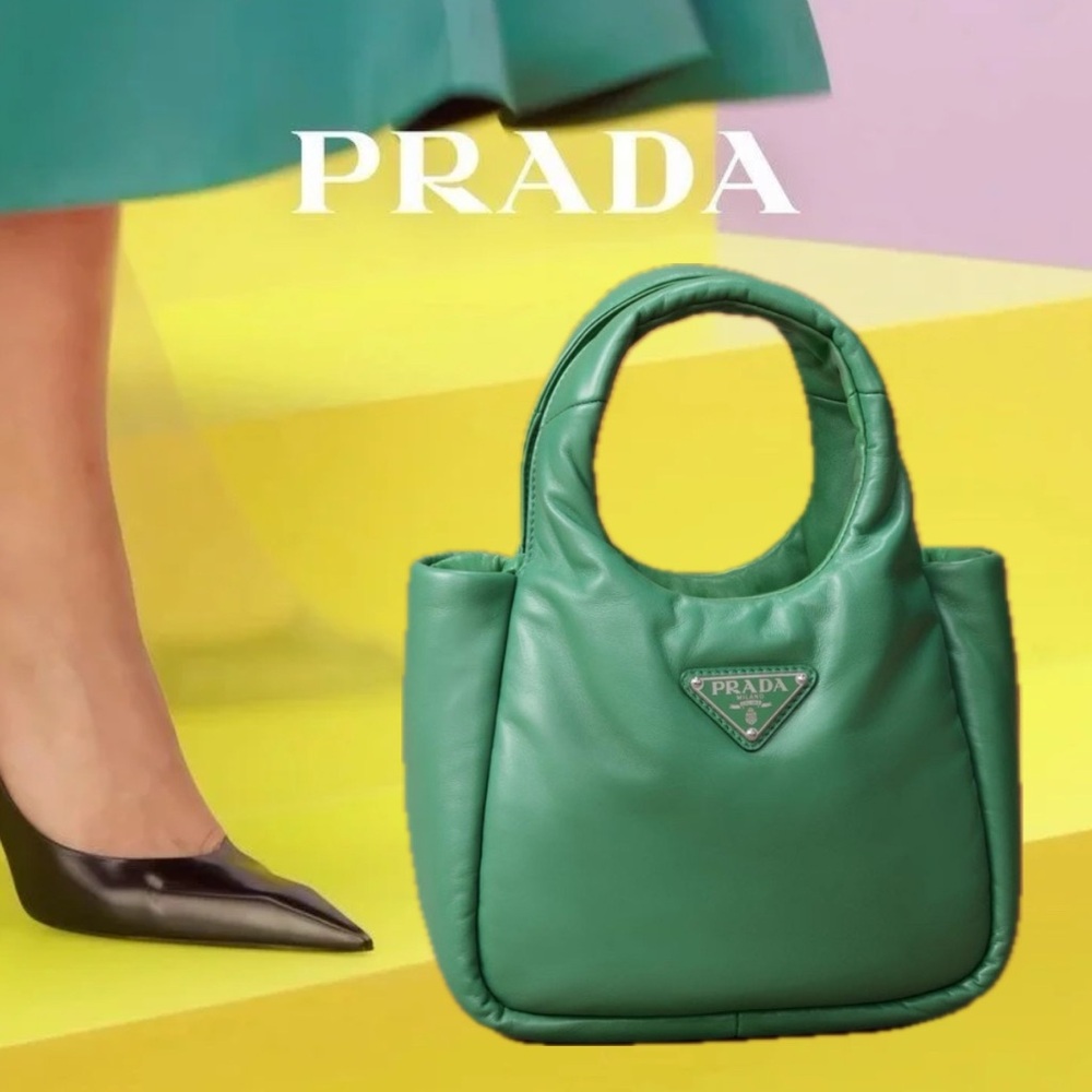 🆕 PRADA Nappa Soft Padded Leather Double Handled Shoulder Bag